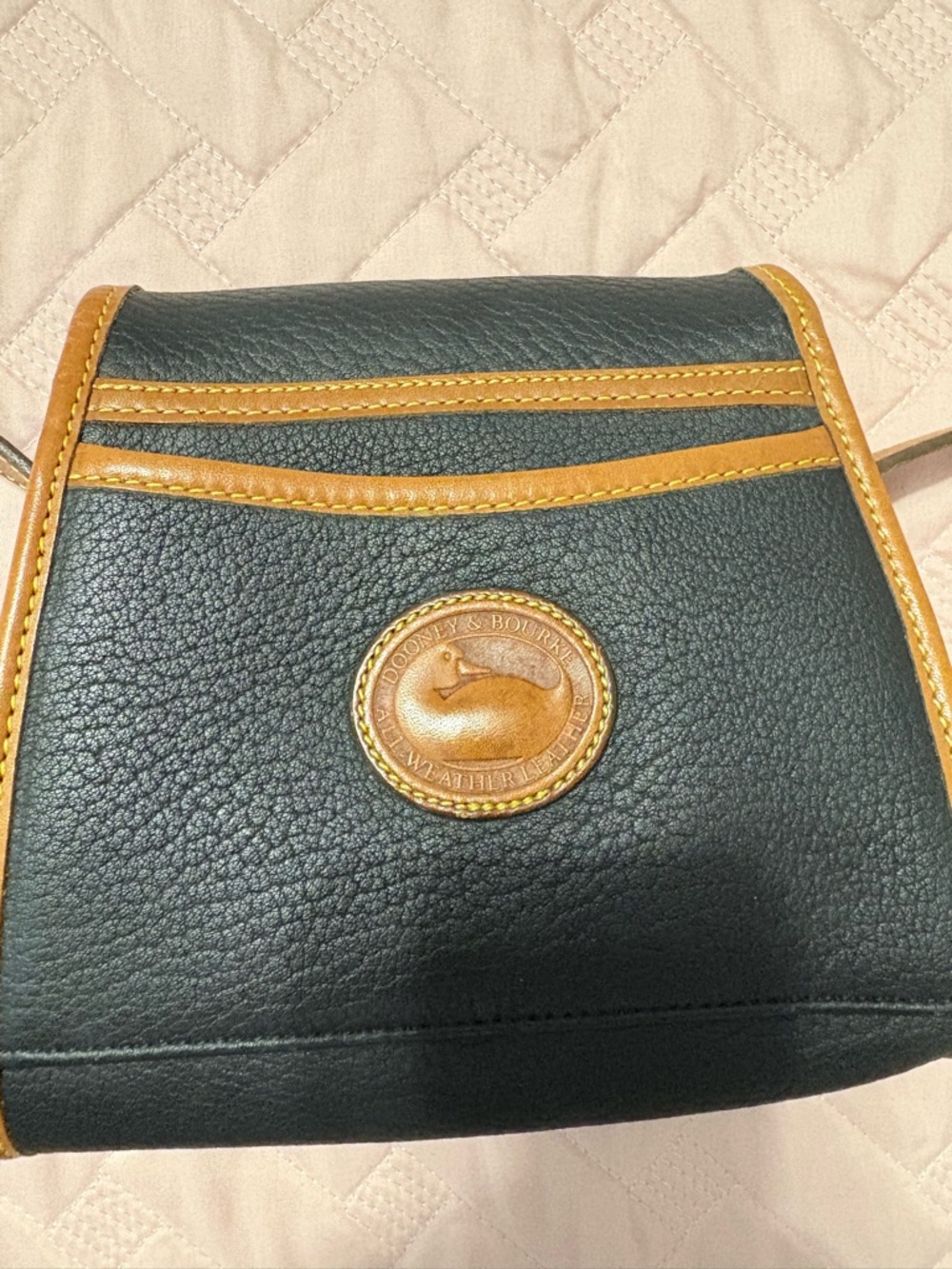 Authentic  Dooney and Bourke Crossbody Bag with Brown Trim and Adjustable Strap - Picture 7 of 12